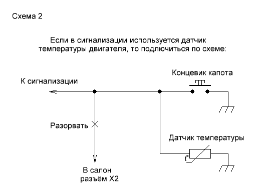 Подключение к концевику капота