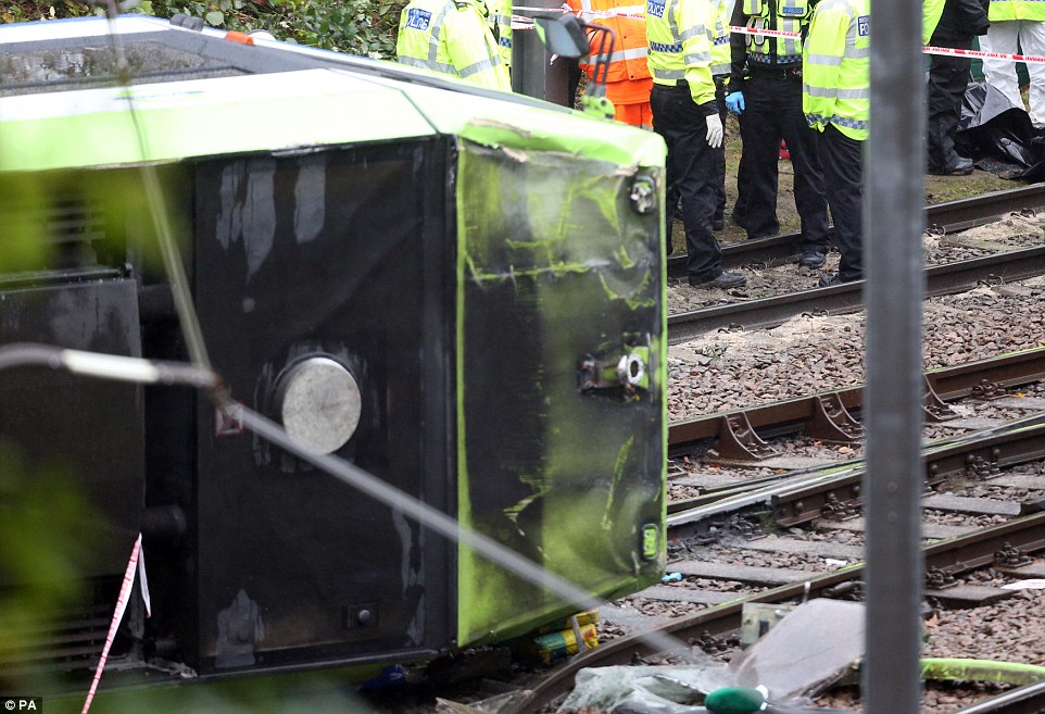 The two-car tram, thought to weigh around 35tonnes, derailed at around 6am after 