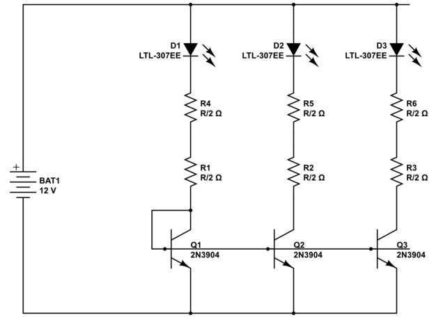подключение светодиодов к 12 В при 2 резистора