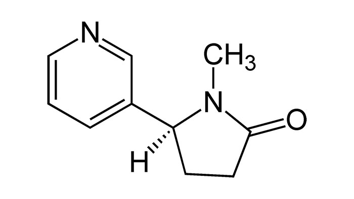 Котинин - структурная формула вещества полураспада никотина