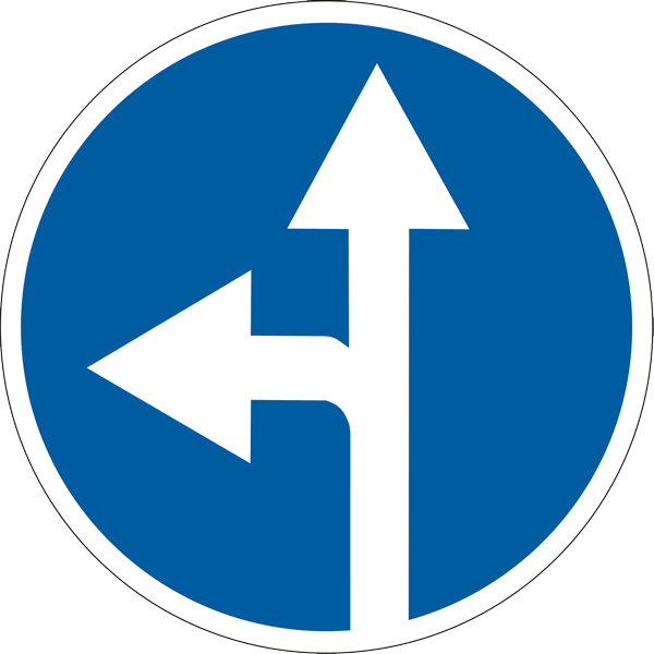 Знак 4.1.4 «Движение прямо и налево»