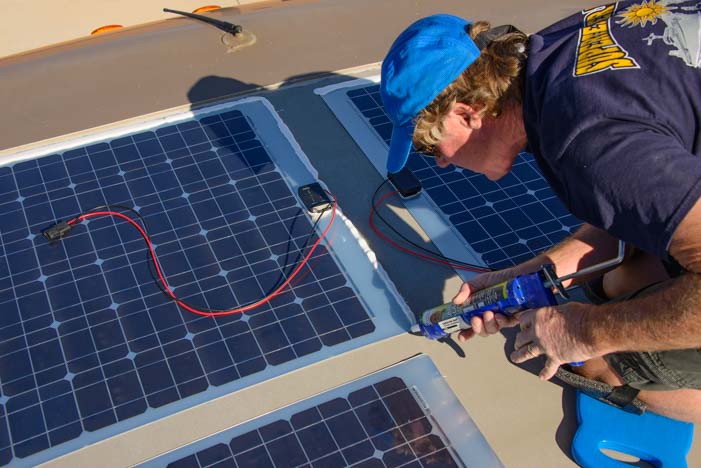 Installing solar panels on a motorhome roof