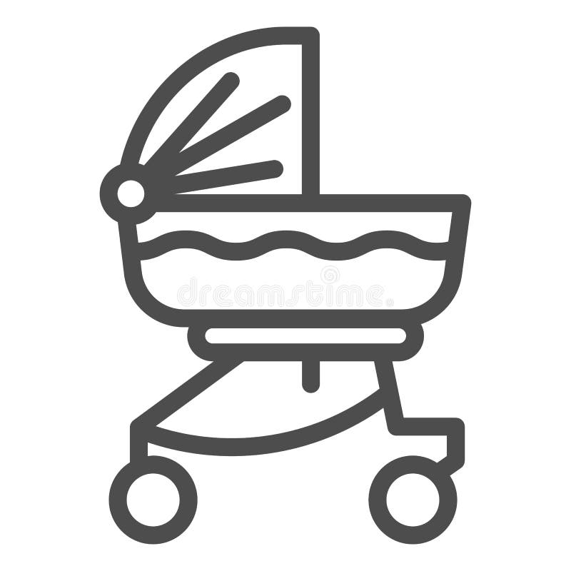 Baby carriage line icon. Child stroller outline style pictogram on white background. Newborn transportation in buggy or. Pram for mobile concept and web design stock illustration