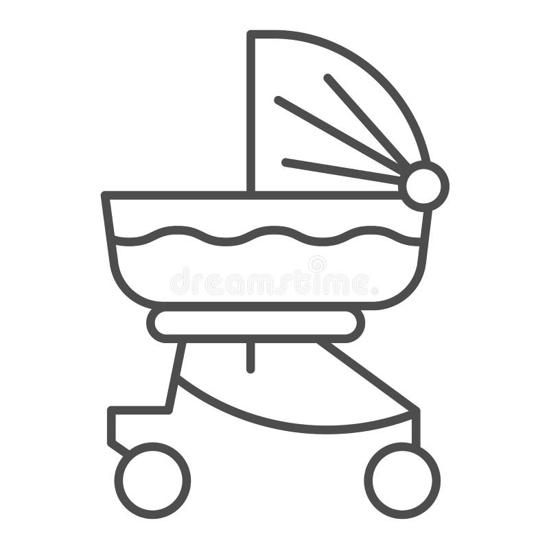 Baby carriage thin line icon. Child stroller outline style pictogram on white background. Newborn transportation in. Buggy or pram for mobile concept and web royalty free illustration
