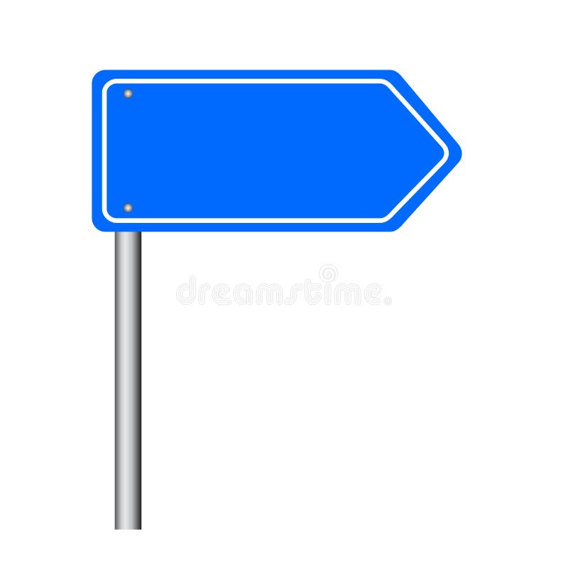 Blue traffic sign. Road board text panel, mockup signage direction highway city signpost location street arrow way vector. Eps 10 vector illustration