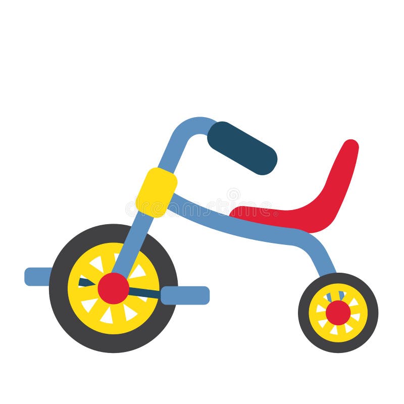 Children`s Tricycle transportation cartoon character side view vector illustration. Children`s Tricycle transportation cartoon character side view isolated on vector illustration