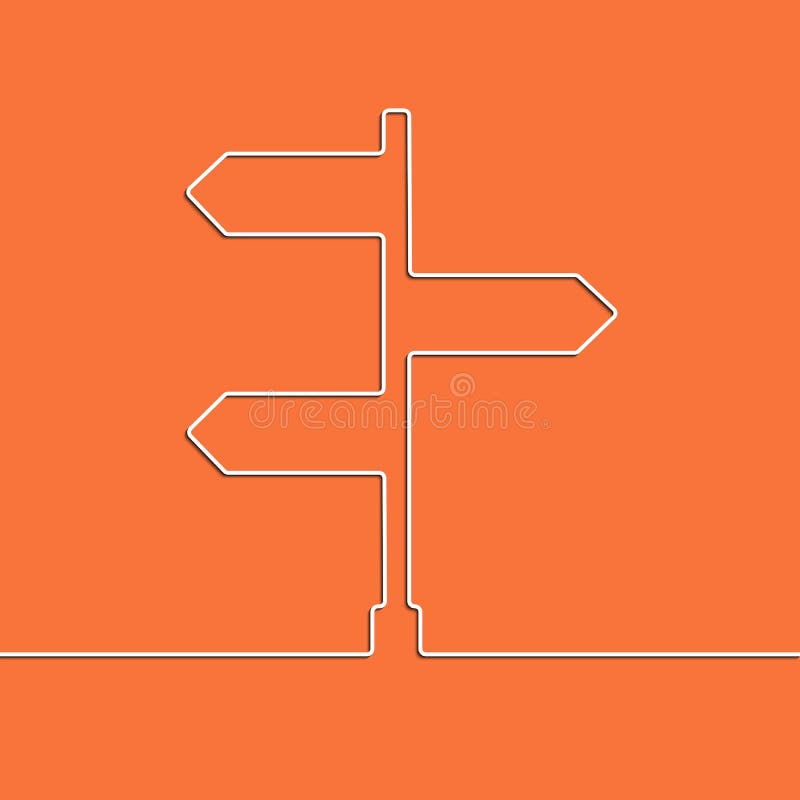The concept arrow sign of choosing direction the road junction. Creative direction arrow sign. The concept of choosing the direction of the road junction stock illustration
