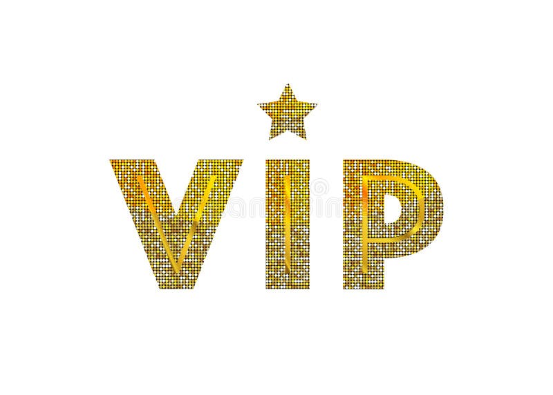 Golden symbol of exclusivity, the label VIP with glitter. Very important person - VIP icon isolated. Sign of exclusivity. Golden symbol of exclusivity, the label vector illustration