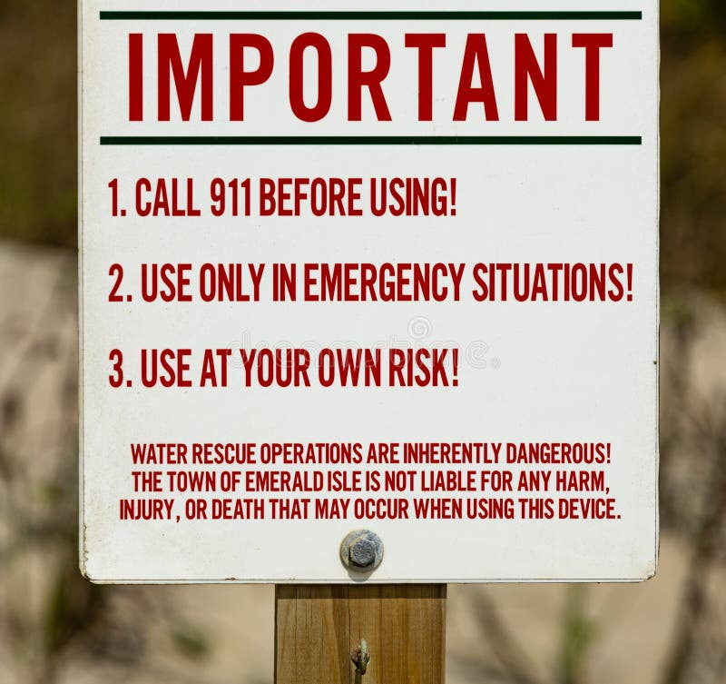 Important beach water rescue sign. Warning of danger, injury, death royalty free stock images