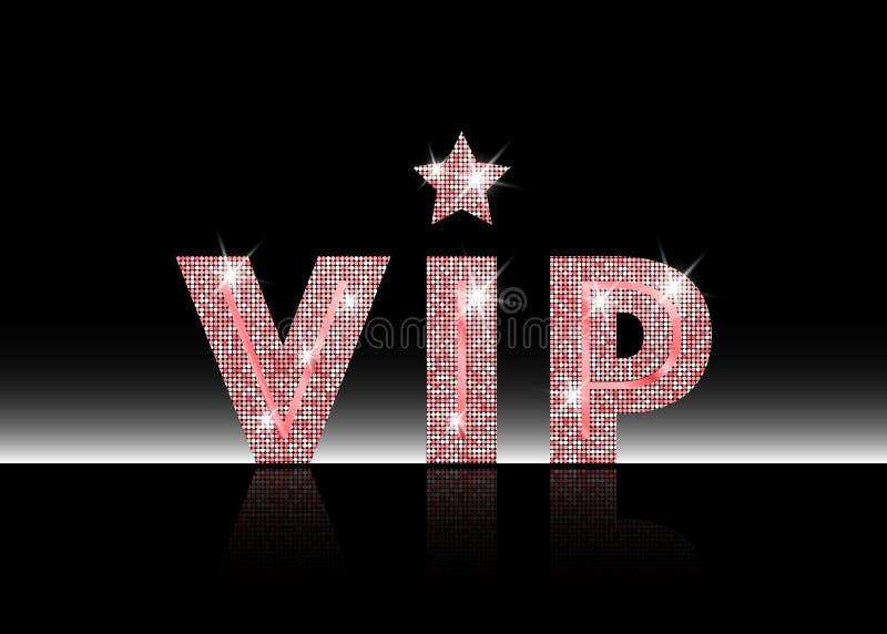 Pink symbol of exclusivity, the label VIP with glitter. Very important person - VIP icon on white background Sign of exclusivity. Pink Gold symbol of exclusivity stock illustration