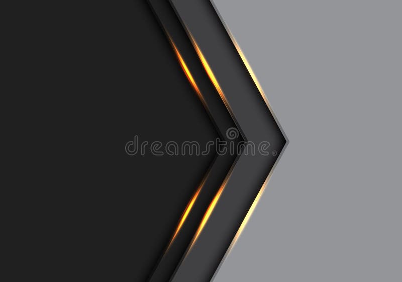 Abstract gold light arrow direction on grey and black with blank space design modern futuristic background vector. Illustration royalty free illustration
