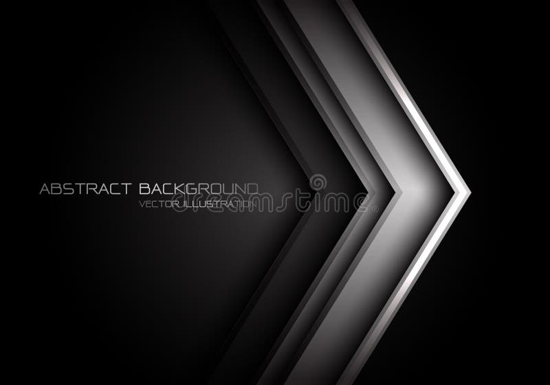 Abstract grey metallic arrow direction on black with text design modern futuristic background vector. Illustration royalty free illustration