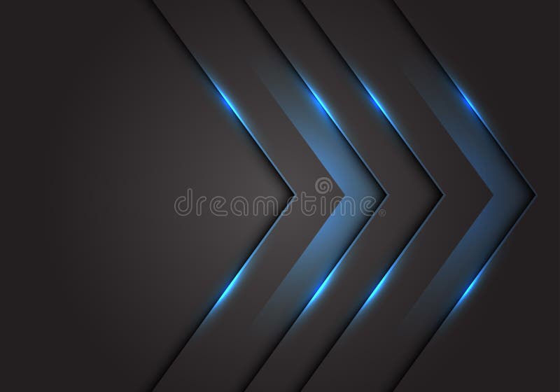 Abstract blue light 3D arrow direction on dark grey blank space design modern futuristic technology background vector. Illustration stock illustration
