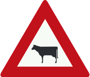 Traffic sign of Netherlands: Warning for cattle on the road