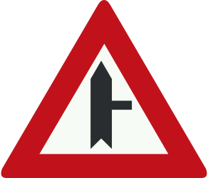 Traffic sign of Netherlands: Warning for side road on the right