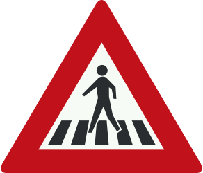 Traffic sign of Netherlands: Warning for a crossing for pedestrians