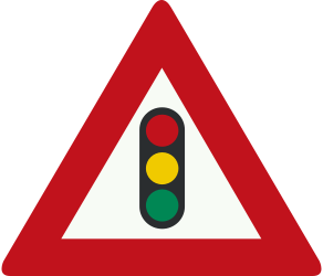 Traffic sign of Netherlands: Warning for a traffic light