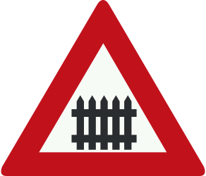 Traffic sign of Netherlands: Warning for a railroad crossing with barriers