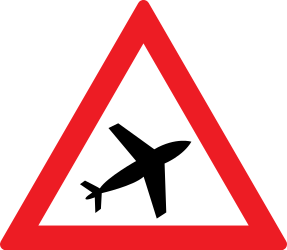 Traffic sign of Romania: Warning for low-flying aircrafts