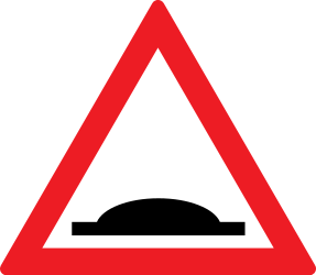 Traffic sign of Romania: Warning for a speed bump