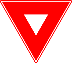 Traffic sign of Romania: Give way to all drivers