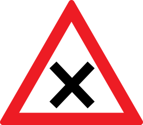 Traffic sign of Romania: Warning for an uncontrolled crossroad
