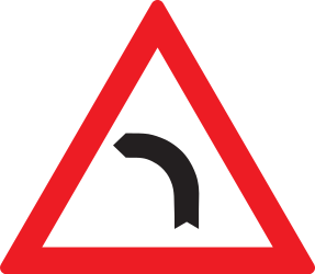 Traffic sign of Romania: Warning for a curve to the left