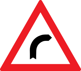 Traffic sign of Romania: Warning for a curve to the right