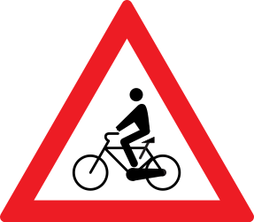 Traffic sign of Romania: Warning for cyclists
