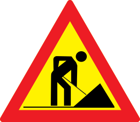 Traffic sign of Romania: Warning for roadworks