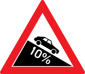 Traffic sign of Romania: Warning for a steep descent