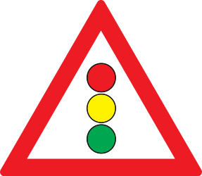 Traffic sign of Romania: Warning for a traffic light