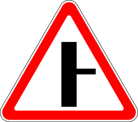 Traffic sign of Russia: Warning for side road on the right