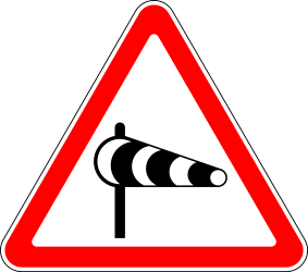 Traffic sign of Russia: Warning for heavy crosswind