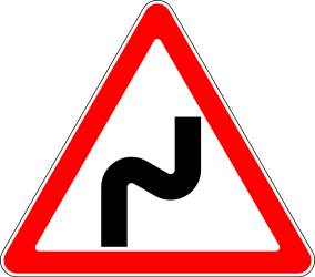 Traffic sign of Russia: Warning for a double curve, first right then left