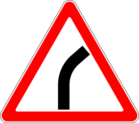 Traffic sign of Russia: Warning for a curve to the right