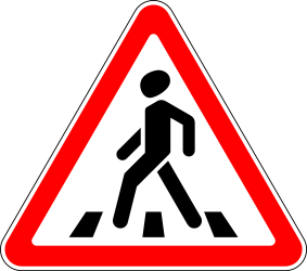 Traffic sign of Russia: Warning for a crossing for pedestrians