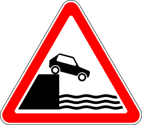 Traffic sign of Russia: Warning for a quayside or riverbank