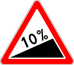 Traffic sign of Russia: Warning for a steep ascent
