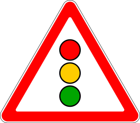 Traffic sign of Russia: Warning for a traffic light