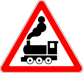 Traffic sign of Russia: Warning for a railroad crossing without barriers