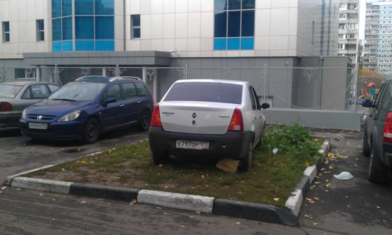 Фото с нарушением парковки на газоне