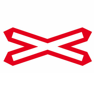 Level crossing without barrier sign