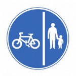 Separated track for pedal cyclists and pedestrians only road sign