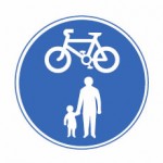 Pedal cyclists and pedestrian shared route sign