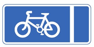 Mandatory with the flow of traffic pedal cycle lane road sign