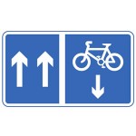 Mandatory contra-flow pedal cycle lane road sign